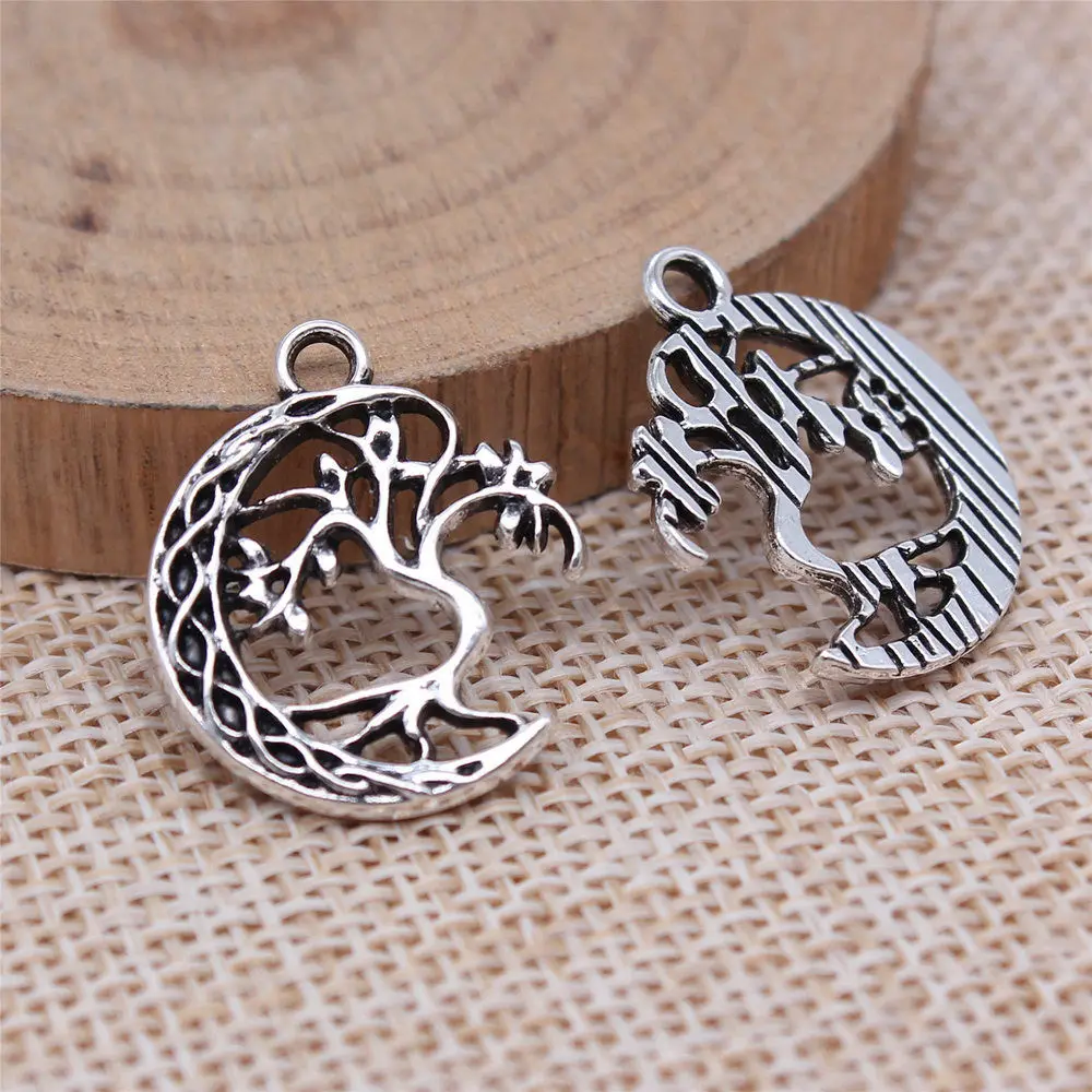 Decoration Half Moon Tree Charms Accessories For Jewelry 18x22mm 10pcs