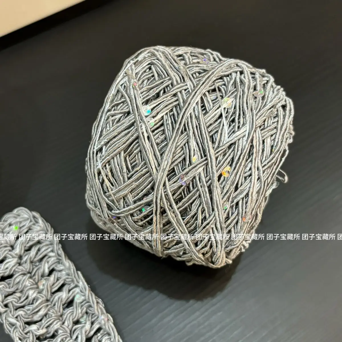 Hand Mixed Thread Pearl Core Spun Yarn Sequin Spun Yarn Fever Small Silver Bag The Same Wire Hand Woven 3 Strands Pure Handmade
