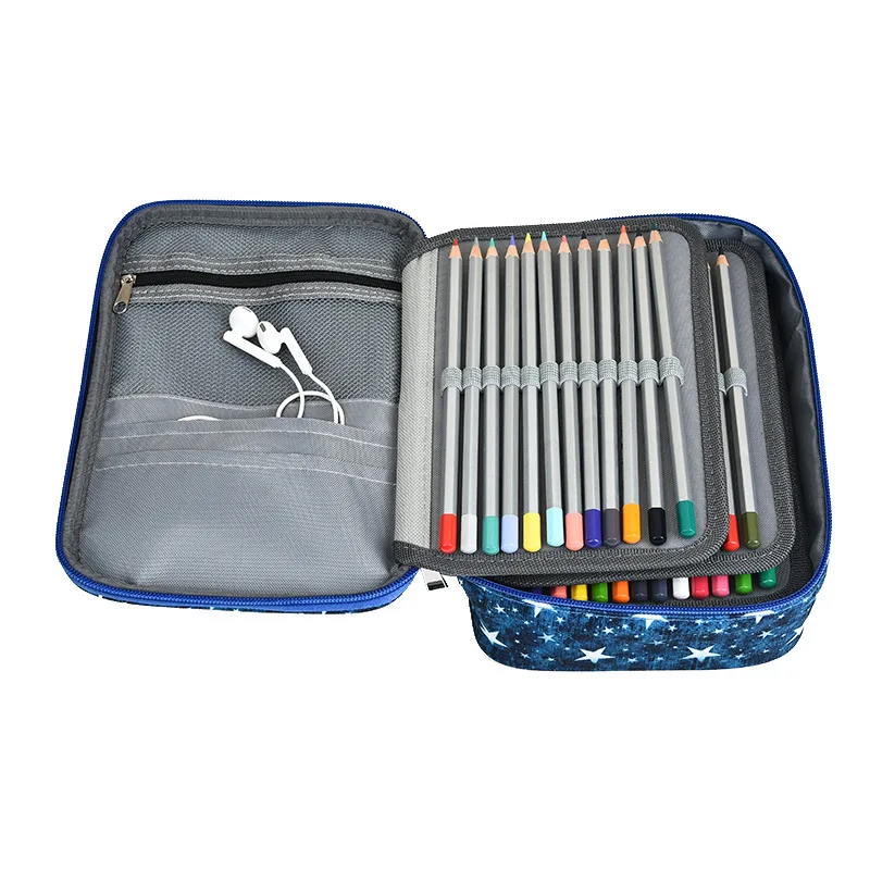 Multi-Funcional Papelaria Lápis Bolsa com Zíper, Lápis Colorido, Sacos Portáteis, 72 Slots
