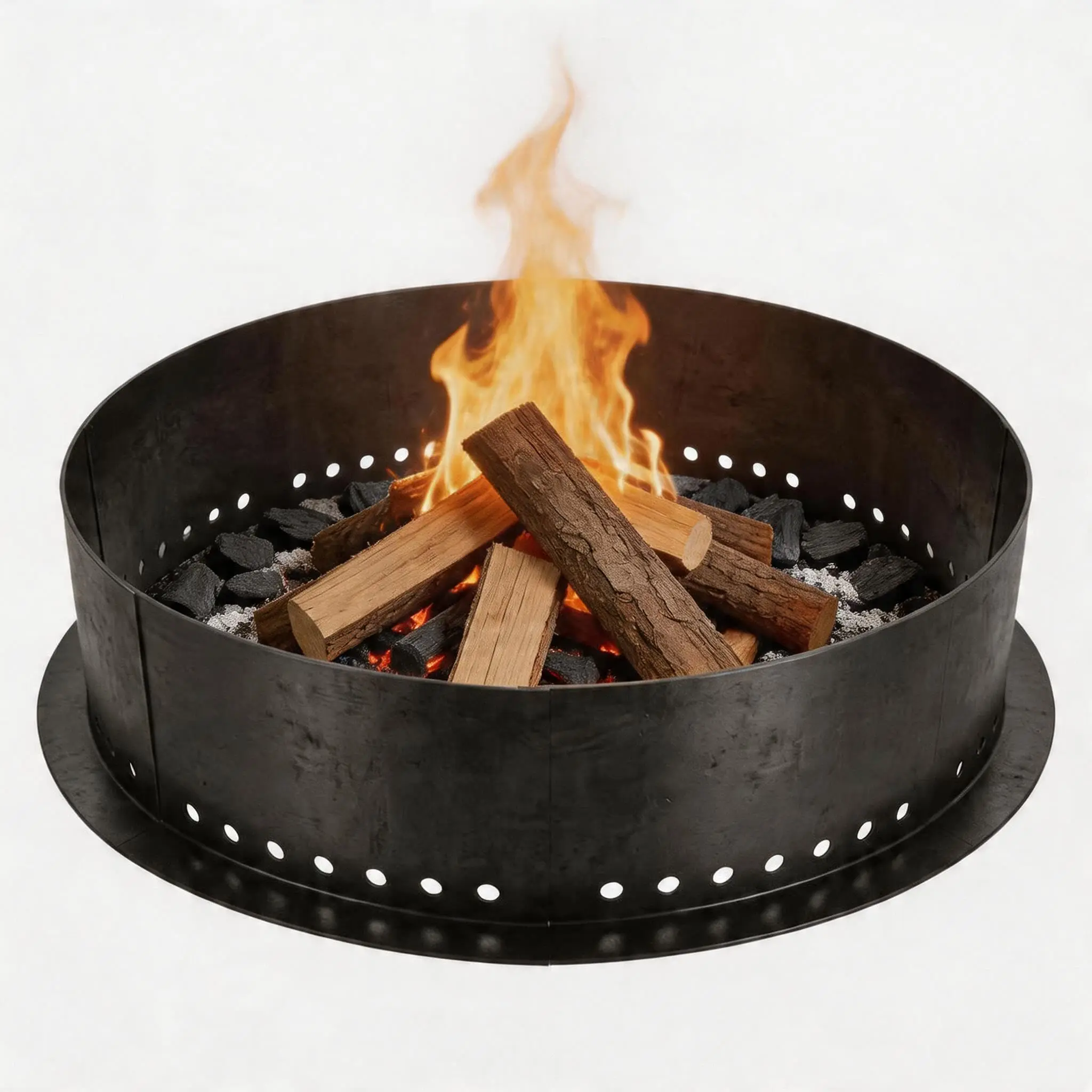 36/48/60 in Smokeless Fire Pit Ring with Easy 8-Piece Iron Sheet Assembly, Ventilation Holes for Full Wood Burn, Painted Rust-Proof Steel, Outdoor Above-Ground or Underground Use,Camping Garden Backyard