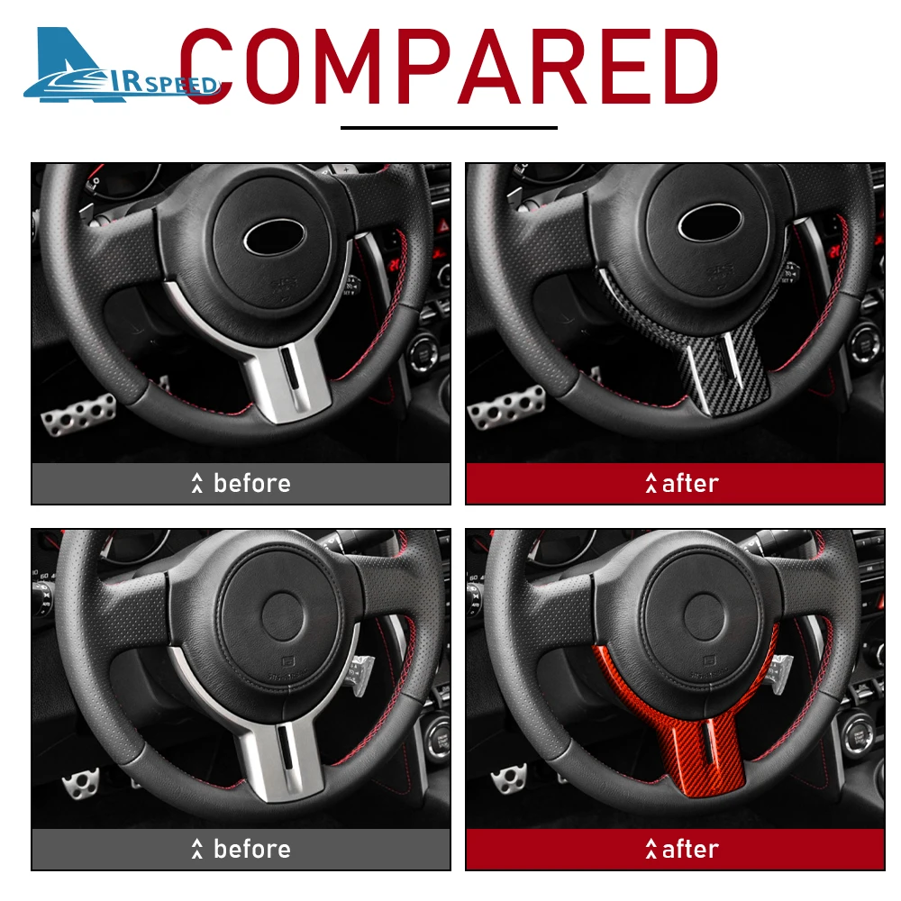 For Subaru BRZ Toyota 86 2012 2013 2014 2015 2016 Steering Wheel Cover Real Carbon Fiber Sticker Car Interior Trim Accessories