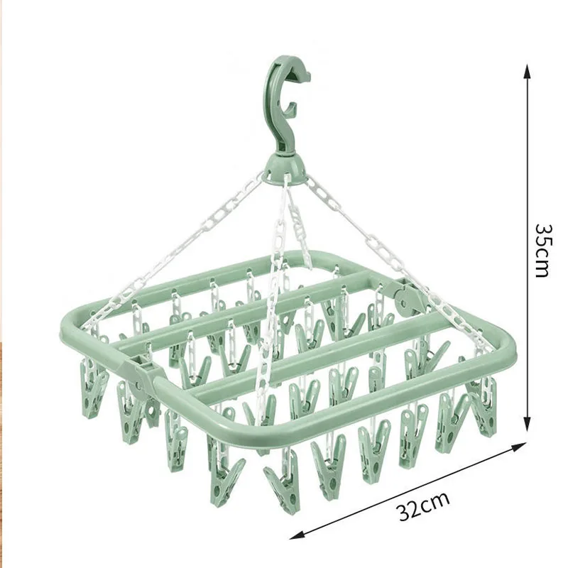 1PC Clothes Drying Hanger with 32 Clips Socks Underwear Drying Folding Laundry Hanging Rack - view 5