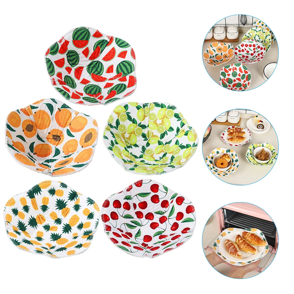 

5 Pcs Insulated Bowl Set Insulation Hugger Oven Glove Hot Cover Anti-slip Protector Microwave Stand Heater Safe Bowls