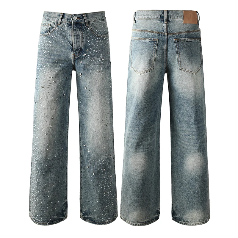 

Hot Diamond Jeans 2025 Men's High Street Summer New Style Straight-leg Pants Loose Wide-leg Pants
