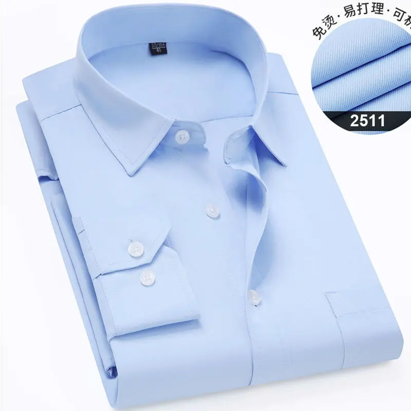 10XL 11XL Men\'s shirt Long sleeve Spring/Summer Fat dress Casual solid color fashion free wear breathable high quality cotton