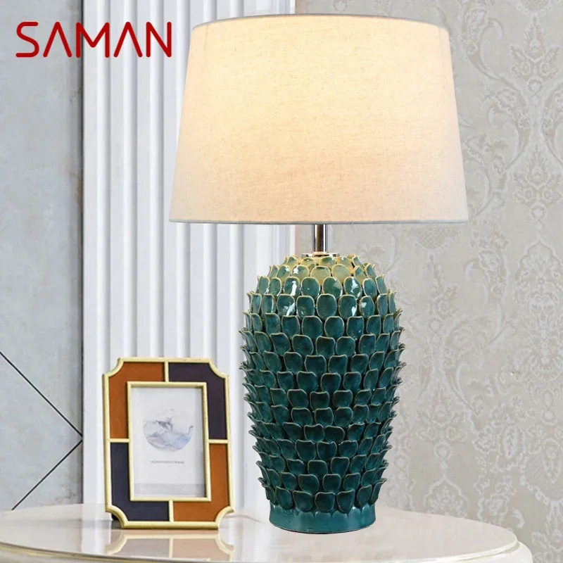 SAMAN Contemporary CeramicTable Lamp Luxury Creativity Living Room Bedroom Study Hotel Engineering Desk Light