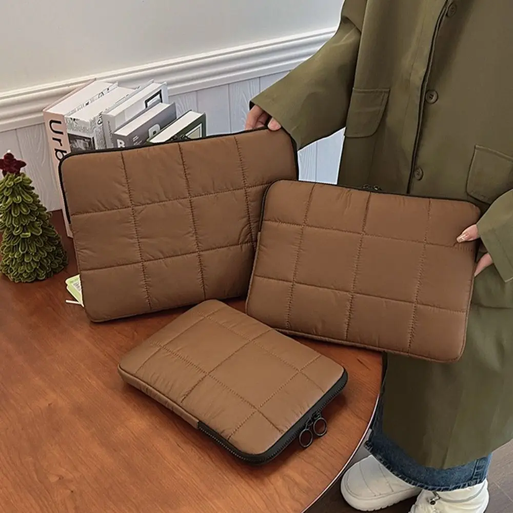 New 9-16 Inch Pillow Laptop Sleeve Shockproof Water Resistant Notebook Storage Bag Quilted Puffer Large Capacity Carrying Case