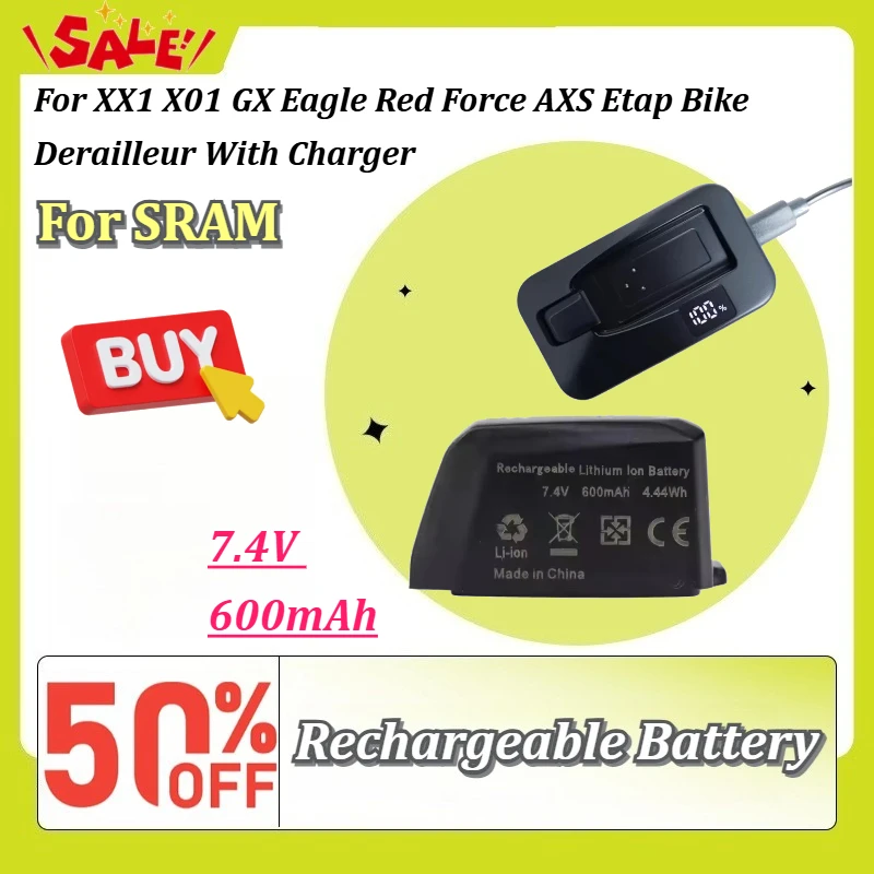 New 7.4V 600mAh Li-ion Battery For SRAM XX1 X01 GX Eagle Red Force AXS Etap Bike Derailleur Rechargeable Spare Part
