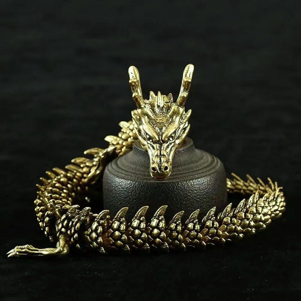 

1Pcs Elegant Copper Craft Dragon Ornament Active Dragon Sculpture Decorative Gift