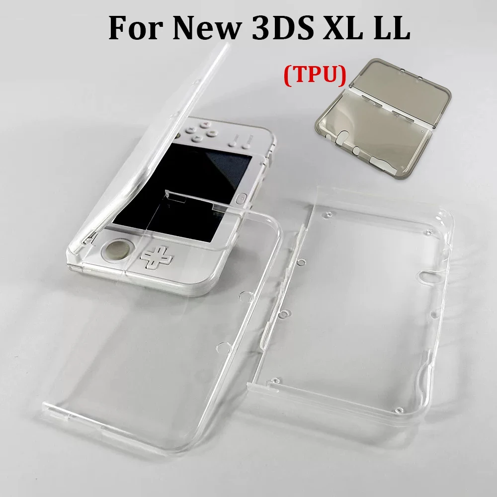  1PC Plastic Crystal Hard Shell & TPU Silicone Sleeve For New 3DS LL XL Handheld Soft Crystal Case Game Console Protective Case