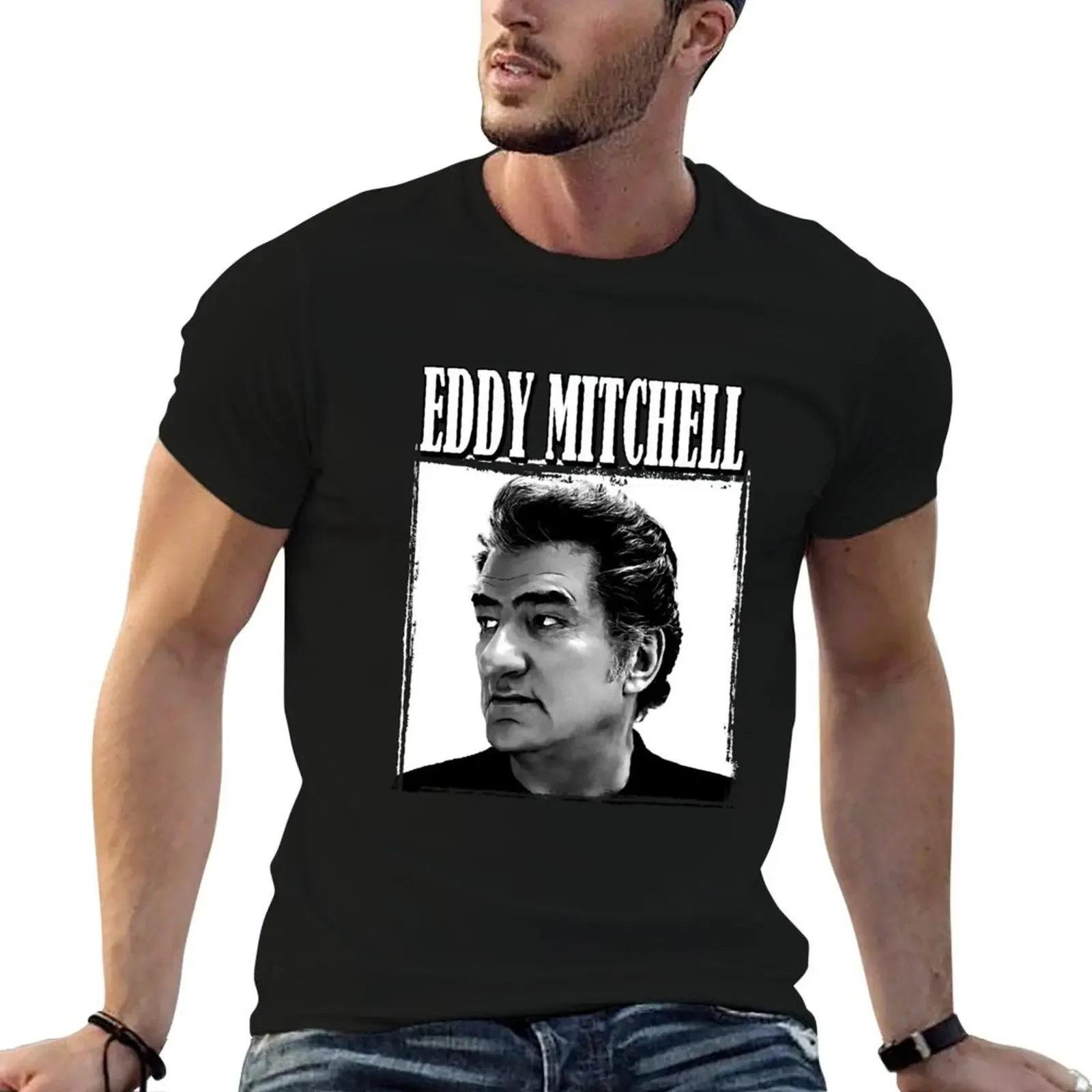 Eddy Mitchell T-Shirt summer top baggy shirts Short sleeve tee vintage t shirt men