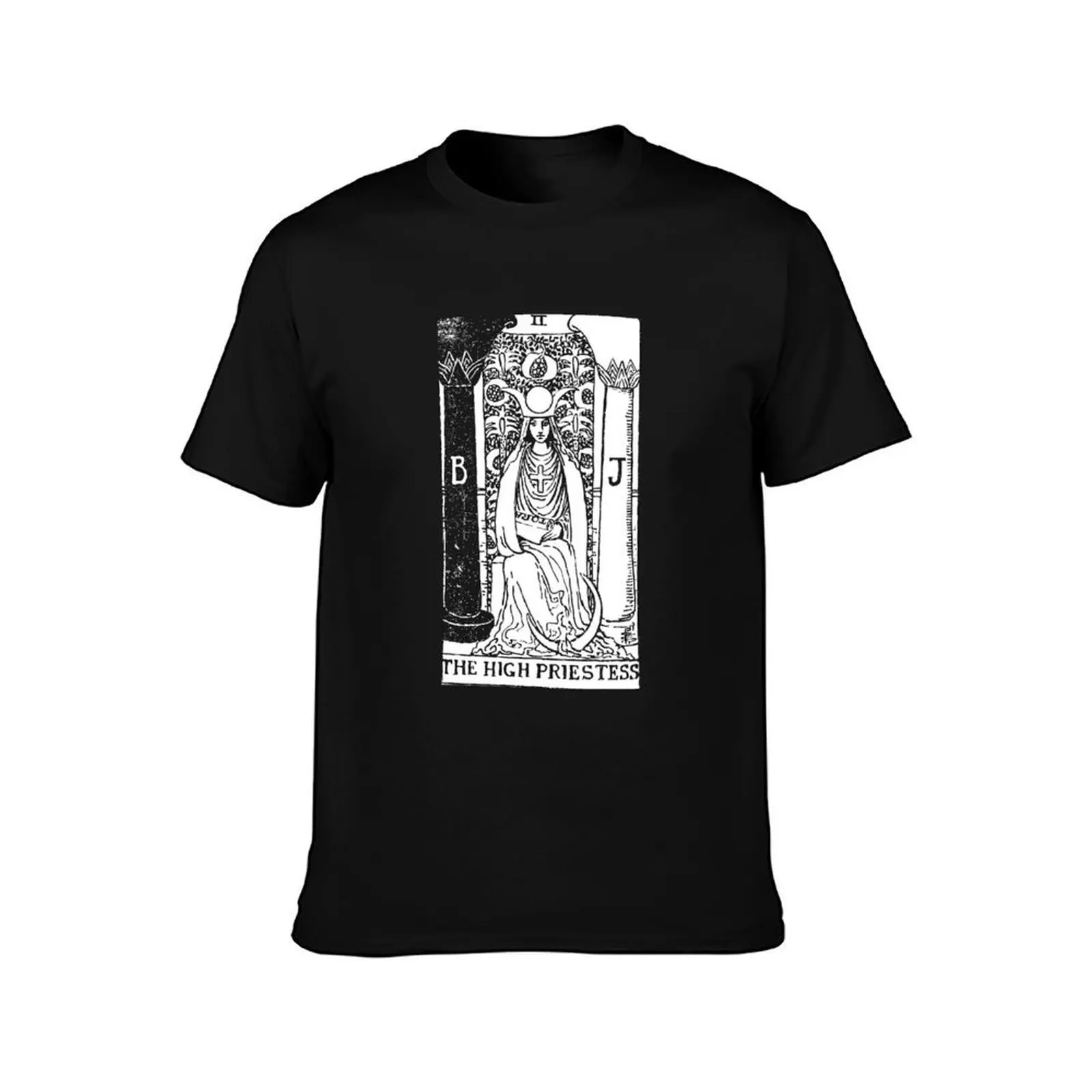 Tarot Card : The High Priestess black & white T-Shirt, Summer Casual Cotton Tee, Oversized Streetwear Tops, Unisex Men Women
