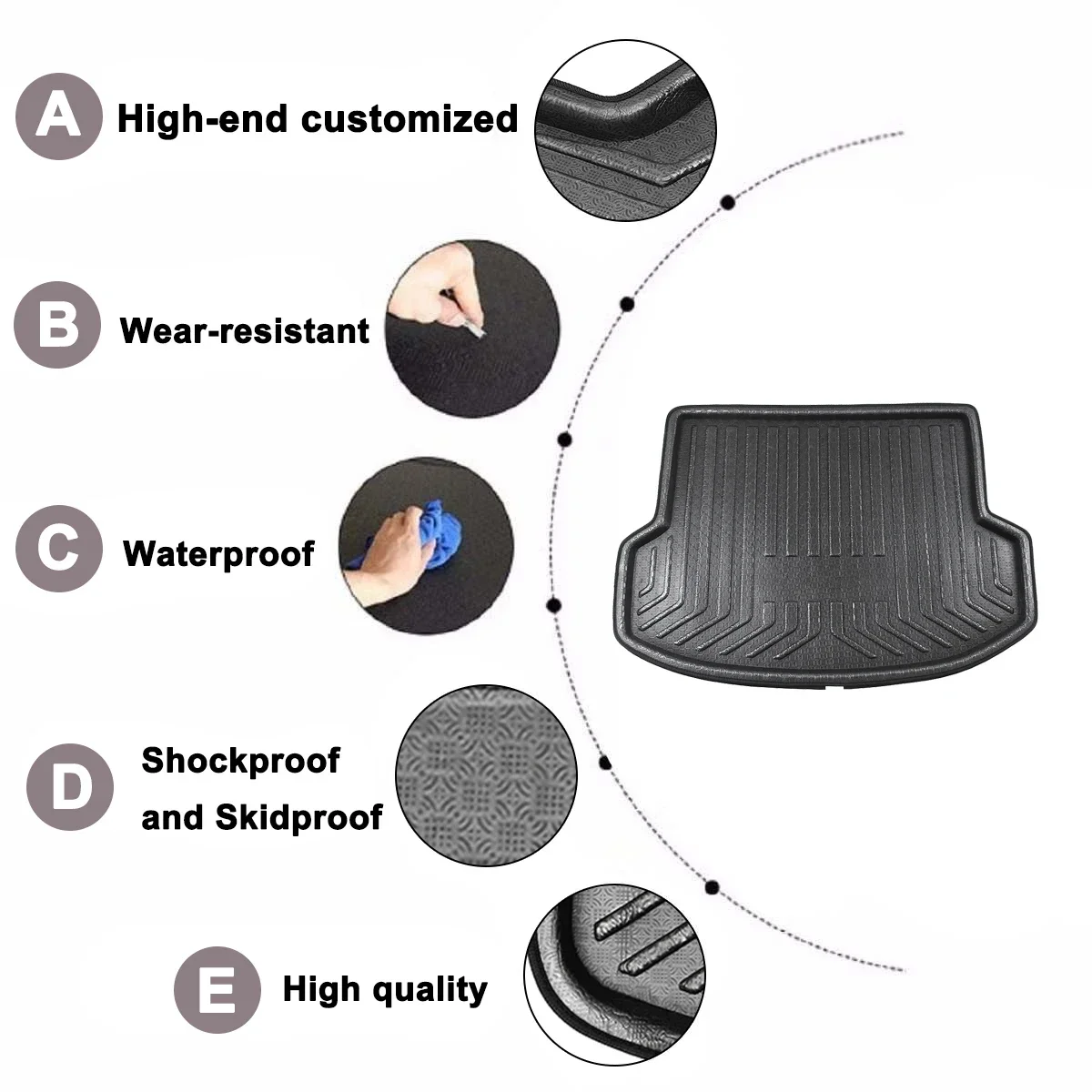 Car Floor Mat Carpet For Hyundai Tucson IX35 2010 2011 2012 2013 2014 2015 Rear Trunk Anti-mud Cover