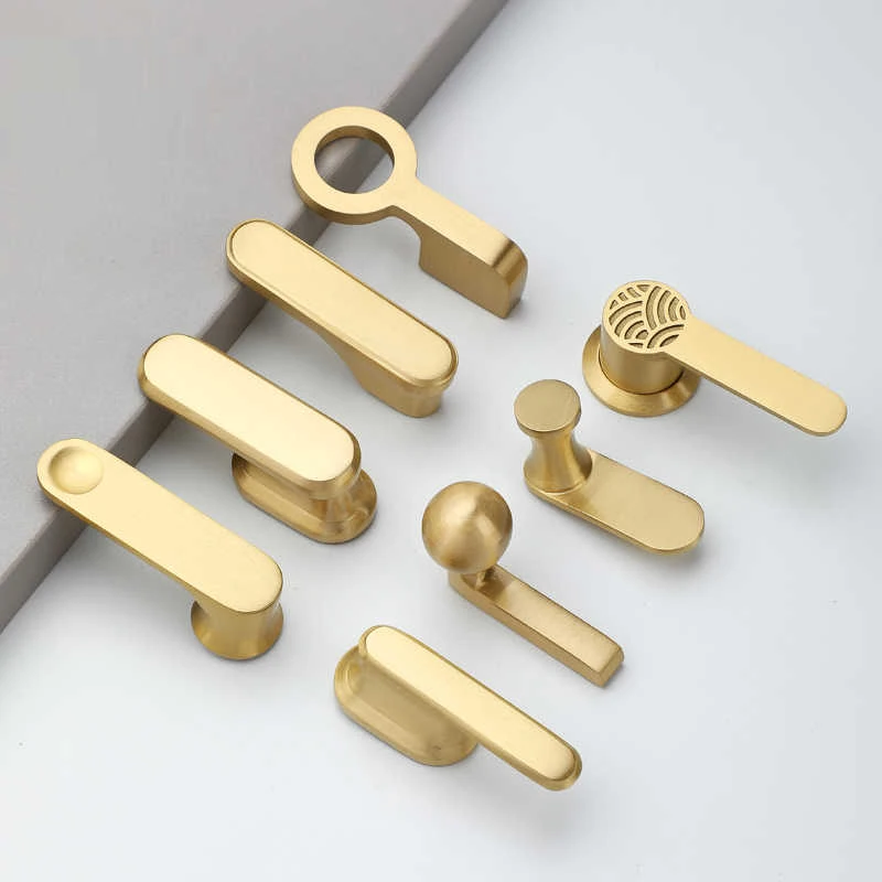 1PCS New Chinese Style Furniture Solid Brass Handle Single Hole Drawer Cabinet Door Wine Cabinet Wardrobe Handle Modern Simple