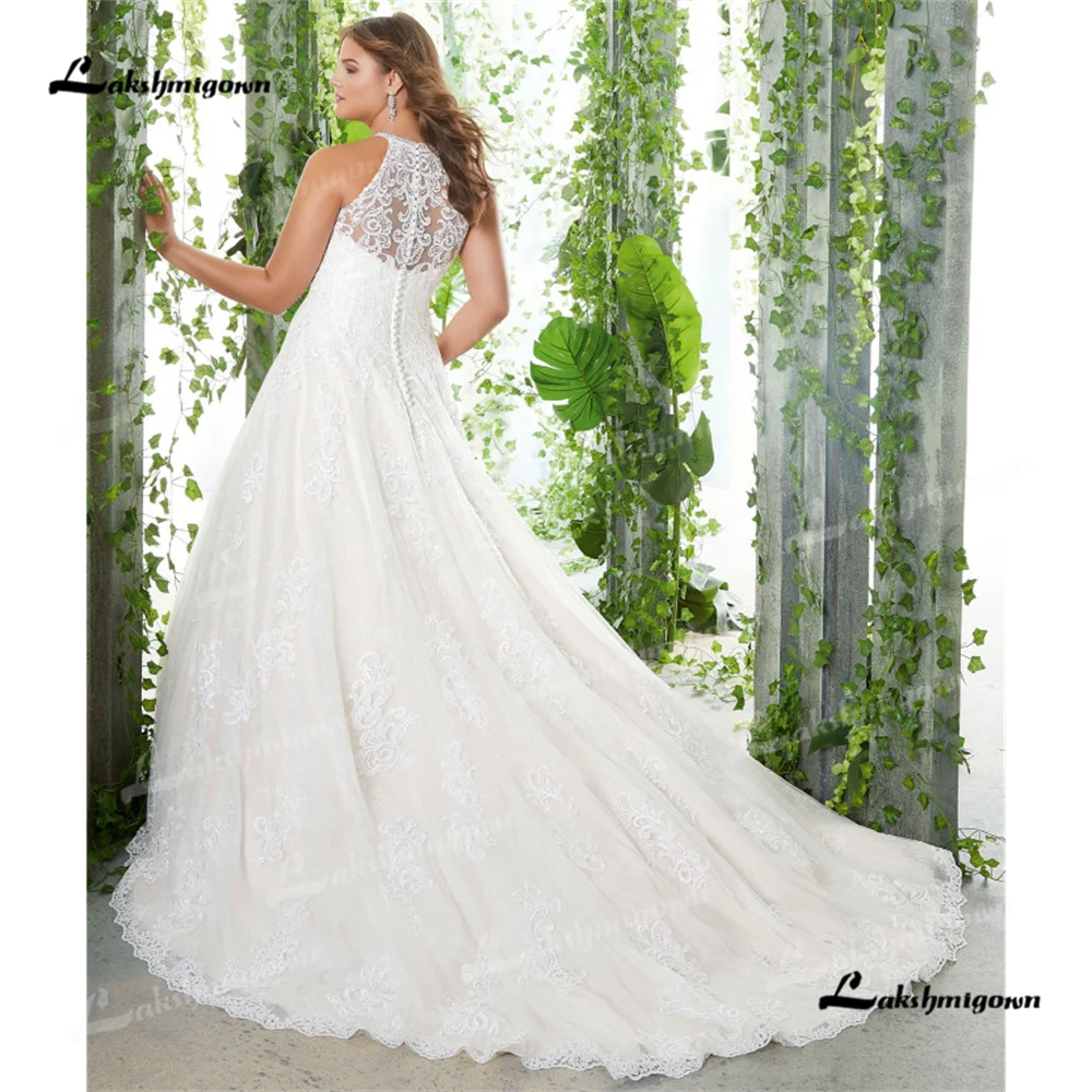 Lakshmigown Halter Neck A Line Wedding Dress 2025 Lace Court Train Wedding Gownrobe de mariéevestidos novias bodavestidos de bod