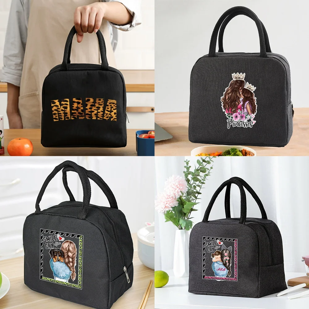 Tragbare Mittagessen Tasche Unisex Thermische Isolierte Kinder Mittagessen Box Handtasche Lebensmittel Picknick für Arbeit Kühler Lagerung Taschen Mom Serie