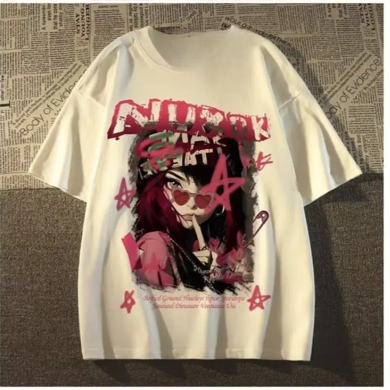 قصيرة الأكمام تيشيرت صيفي جديد الصيف الأمريكية نصف كم فضفاض فضفاض تي شيرت كامل النساء الملابس المتضخم تي شيرت