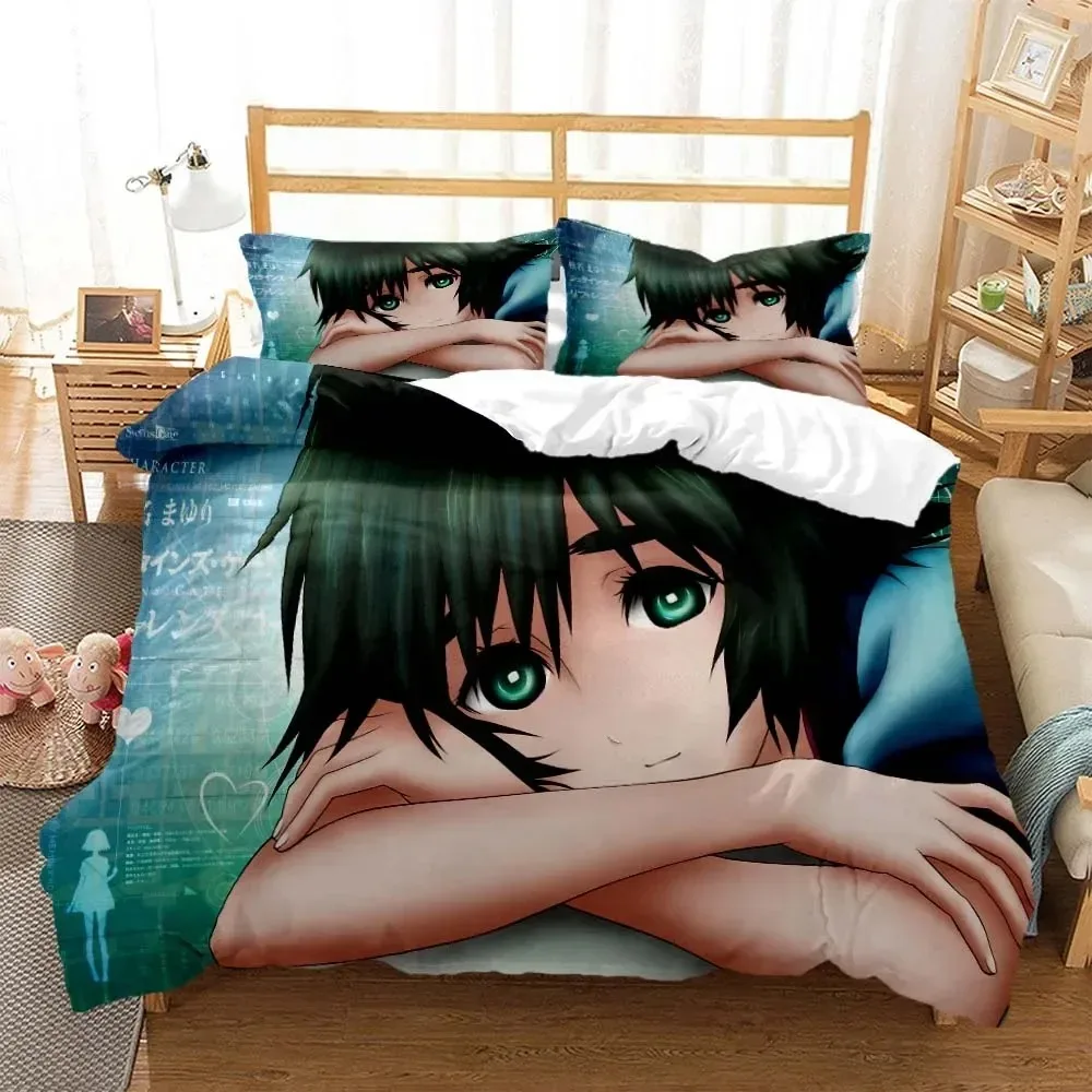 

Steins Gate Digital Printed Polyester Bedding Set for Boys and Girls Three Piece Comfortable Soft Couple Gift bedding set
