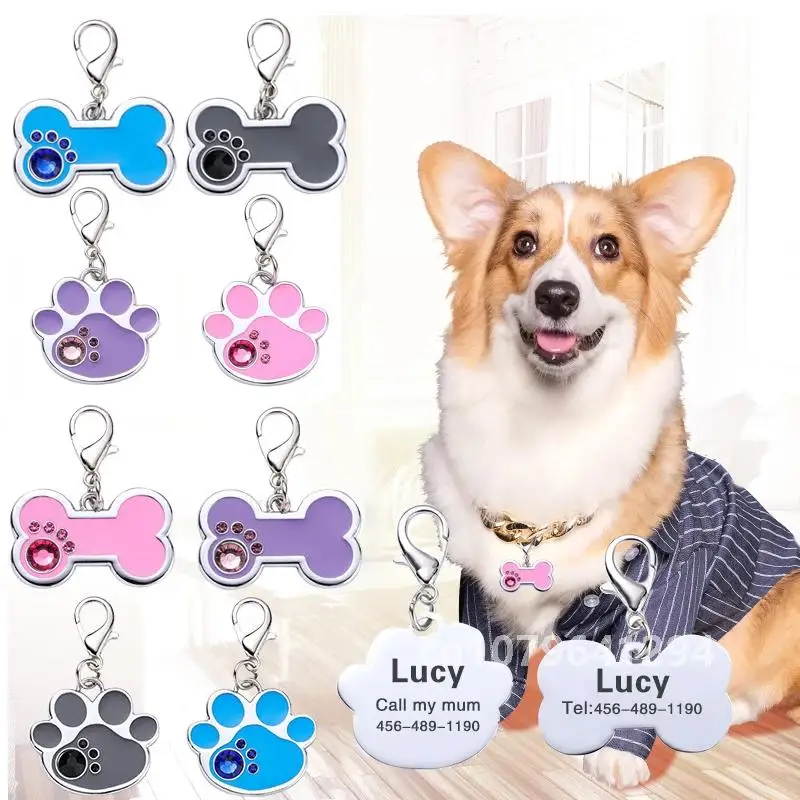 Cute Bone Dog Brand Pet Anti-lost Alloy Id Card Puppy Kitten Jewelry Pendant Laser Engraving Identity Card Keychain Pet Supplies