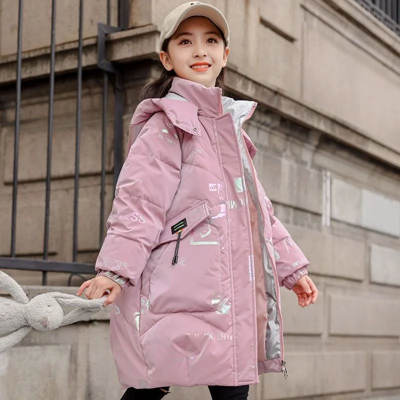 

Girls Down Coat Overcoat Jacket Windbreak Outerwear 2024 Letters Thicken Winter Warm High Quality Christmas Gift Children's Clot