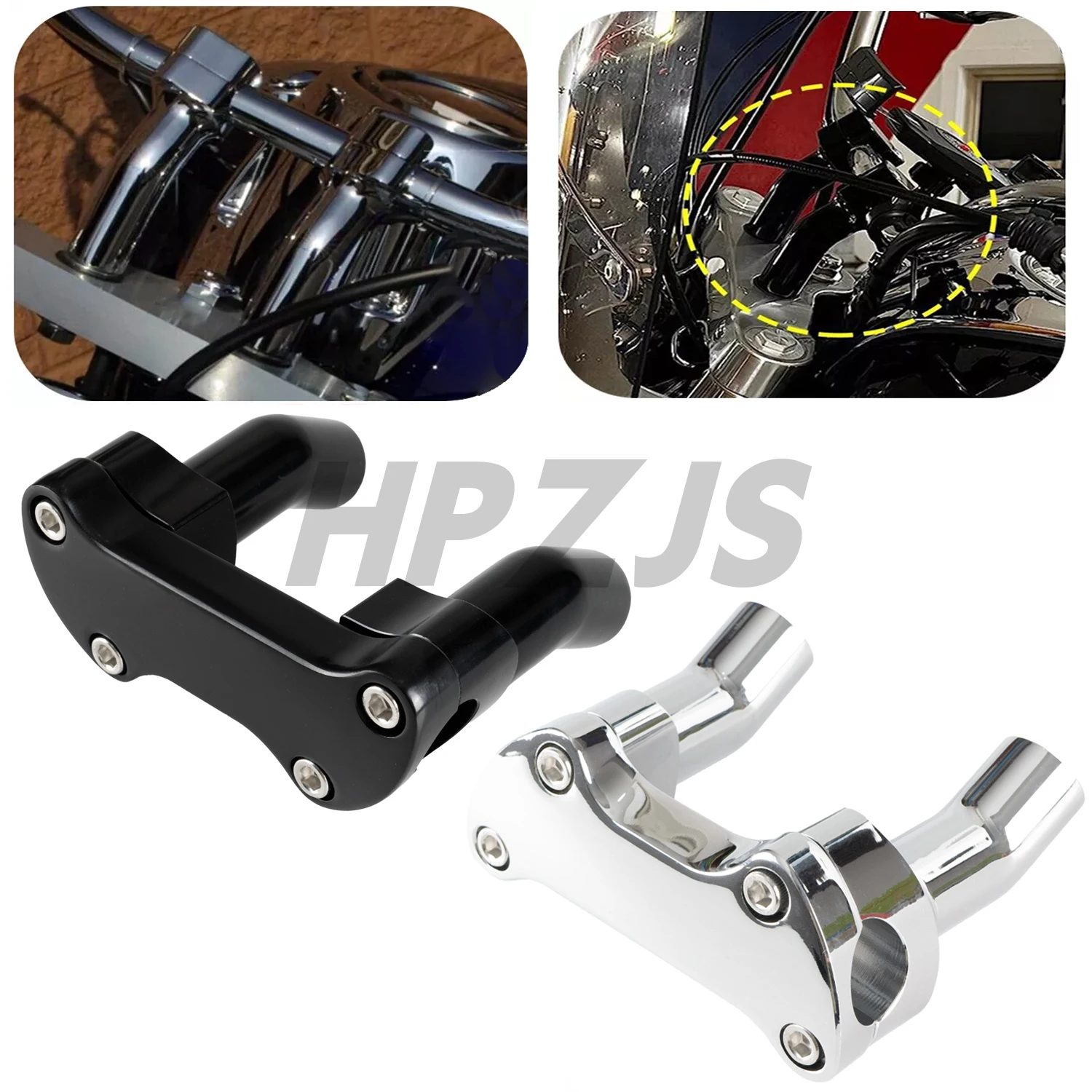 

For Harley Motorcycle Davidson Dyna Street bob Softail Sportster CNC Aluminum 3.5" Pullback Handlebar Riser Top Clamp