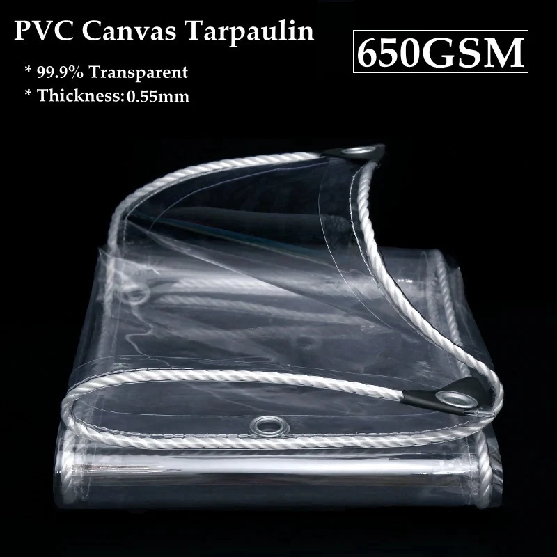 0.35-0.55mm 99.9% Transparent PVC Tarpaulin For Garden Balcony Plants Pergolas Canopies Awnings Camping Tents And RainproofCloth