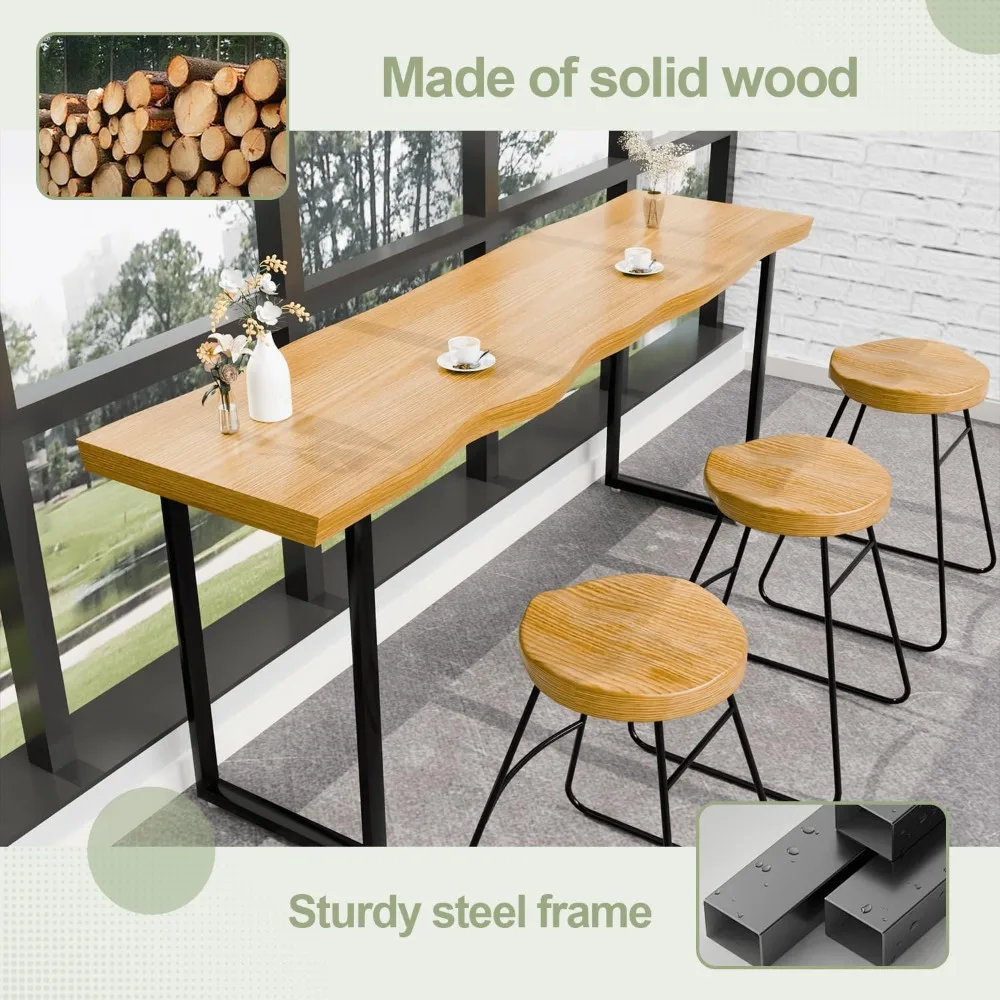 Counter Height Bar Table, 47.2"L Rectangular Wood Bar Height Pub Table, Industrial High Top Long Console Table Counter Dining Ta