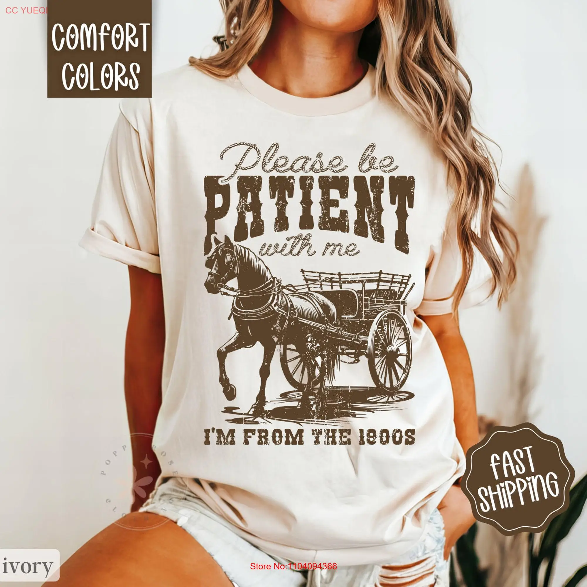 Please Be Patient With Me I'm From The 1900s T Shirt Comfort Colors Funny Retro Meme long or short sleeves