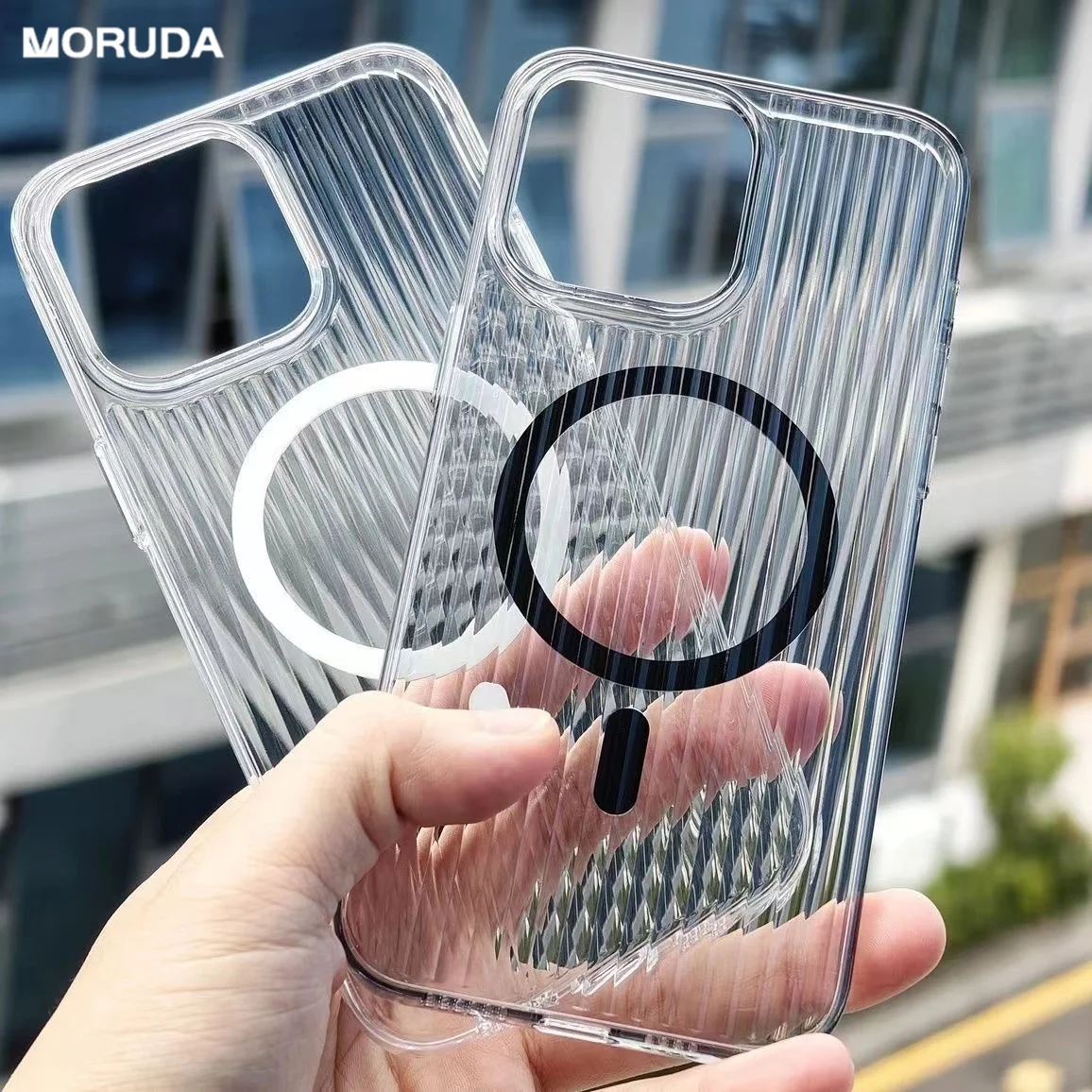 Transparent Magsafe For Corrugated Case For iPhone 15 Pro Max 12 13 14 Pro Ultra Thin Wireless Charging Hard Back Phone Cover