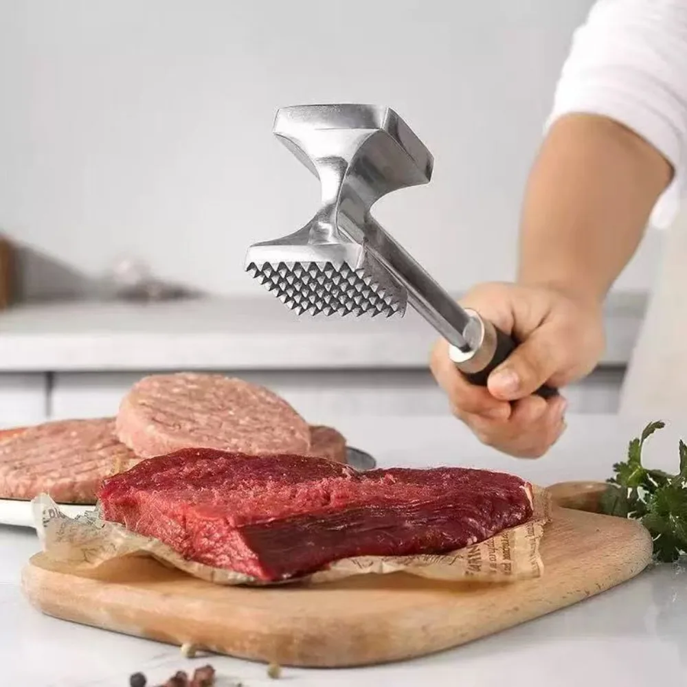 

Portable Aluminum Alloy Meat Tenderizer Square Head Long Handle Loose Meat Hammer Double-sided Meat Beating Tool Pork Chops