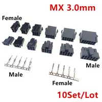 10Set Molex 3.0mm Plug-in Male Female Housing Terminals Connector   2*1/2/3/4/5/6/7/8/9/10/11/12P MX3.0mm Double Row Connector