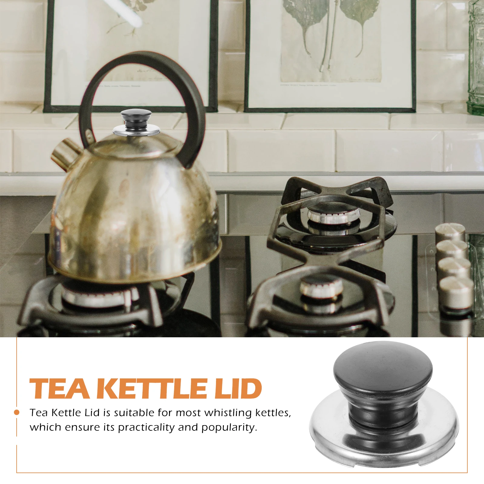 

Stainless Steel Kettle Cover Knob Replacement Whistling Lid Handle Boil Water Pot Accessories Tea Heating Cap Sounding Silver