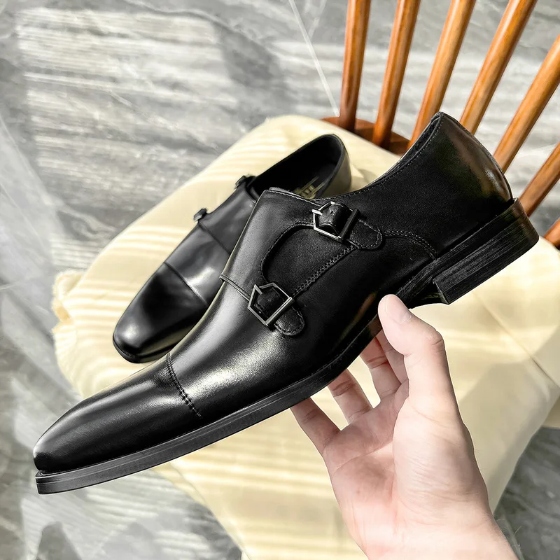 Men's leather shoes New style business formal shoes for men, Korean version men's shoes, cowhide monk shoes