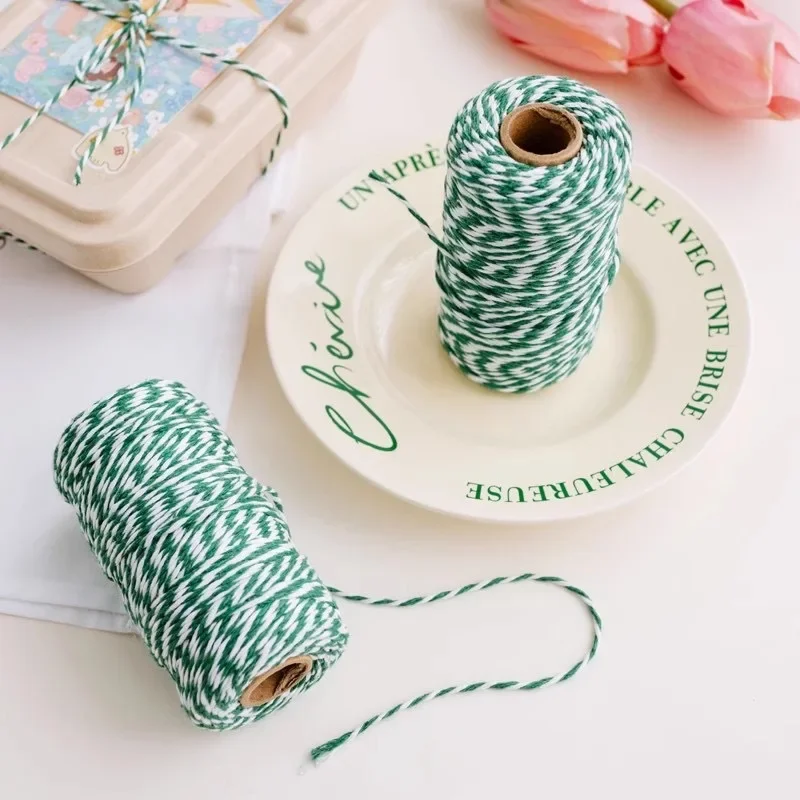 Gift Packaging String DIY Gift Crafts Wrap 100Meter/Roll Two Colors Cotton Baker Twine Rope Cord Christmas Wedding Decoration