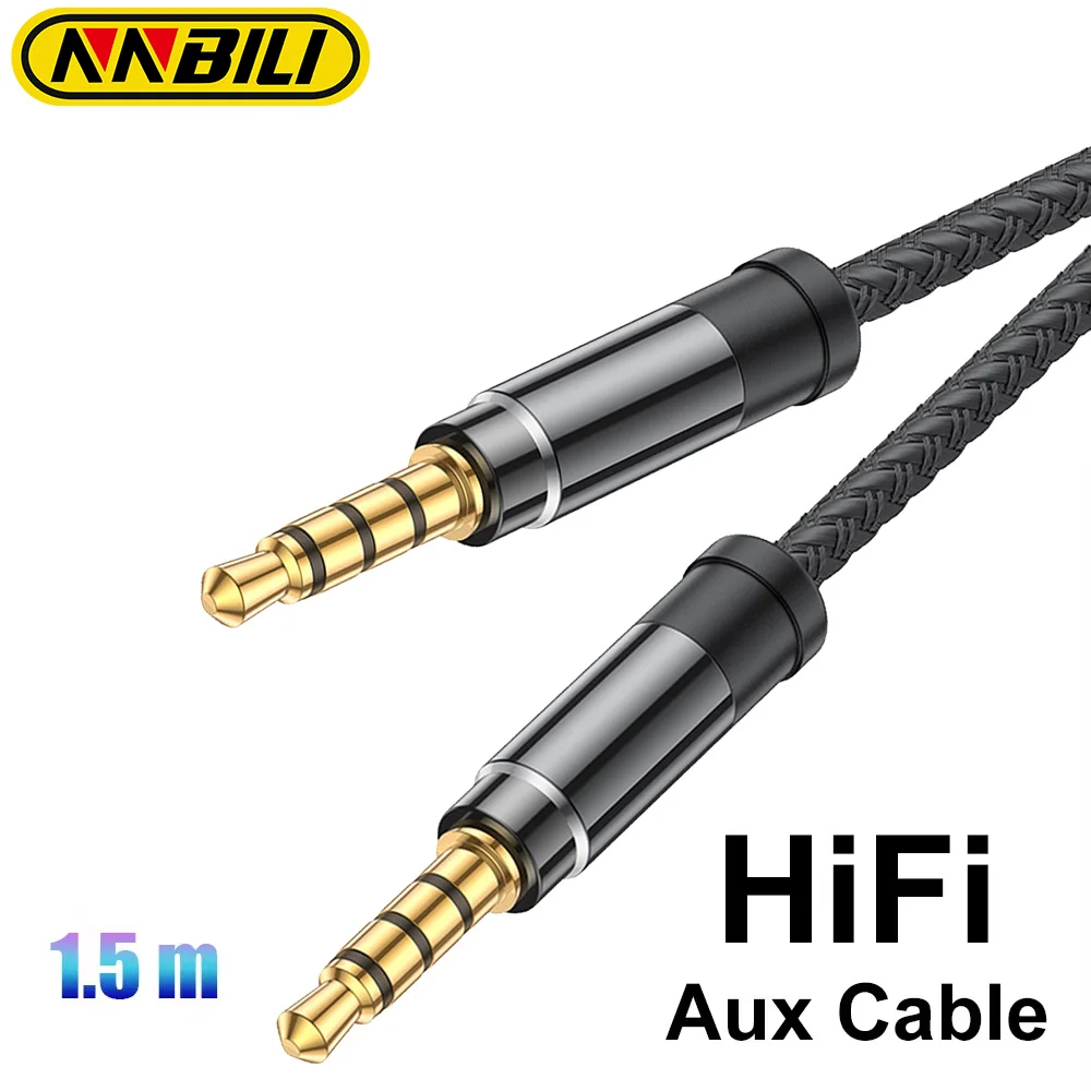 NNBILI 3.5mm Audio 1.5M Jack Cable Nylon Braid 3.5mm Car AUX Cable Headphone Extension Code for Phone MP3 Car Headset Speaker