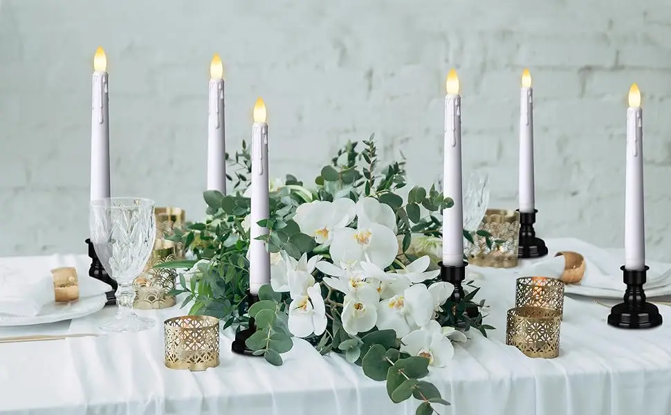 7.9 "LED تفتق بطارية تعمل شمعة مصباح التحكم عن بعد الزفاف عيد الميلاد المنزل حفلة الجدول أضواء الزخرفية H20CM-W الأبيض