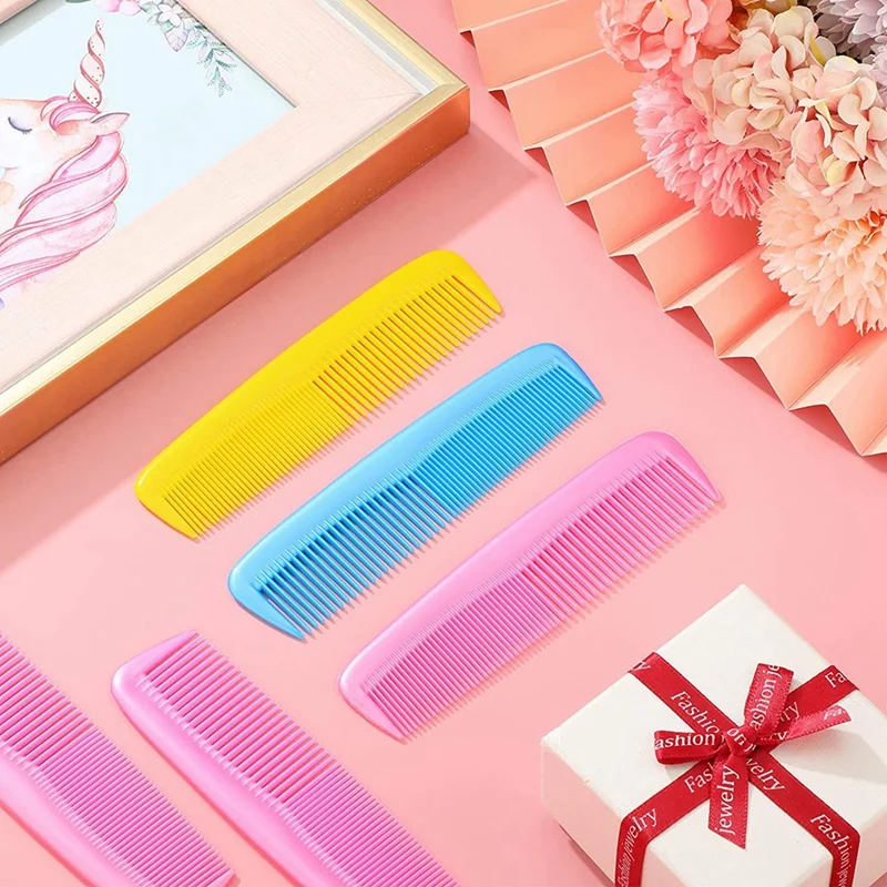 36 Pieces Colorful Hair Combs Set For Kids Women Men Colorful Plastic Fine Dressing Comb (Pink, Yellow, Blue)