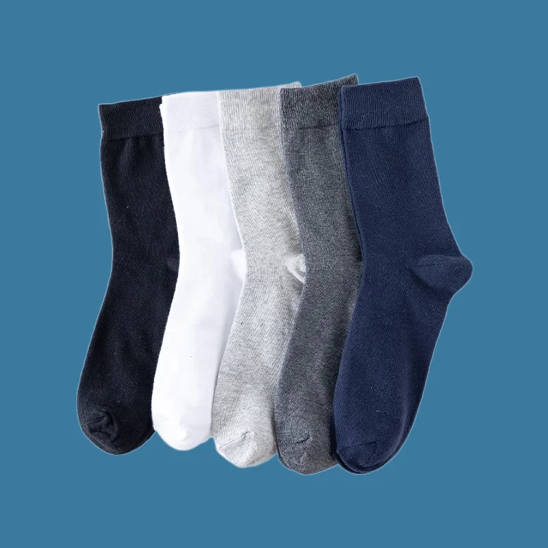 Chaussettes longues noires en coton pour hommes, grande taille, mi-bas, absorbant la transpiration, 5/10 respirantes, automne et hiver, 2024 paires