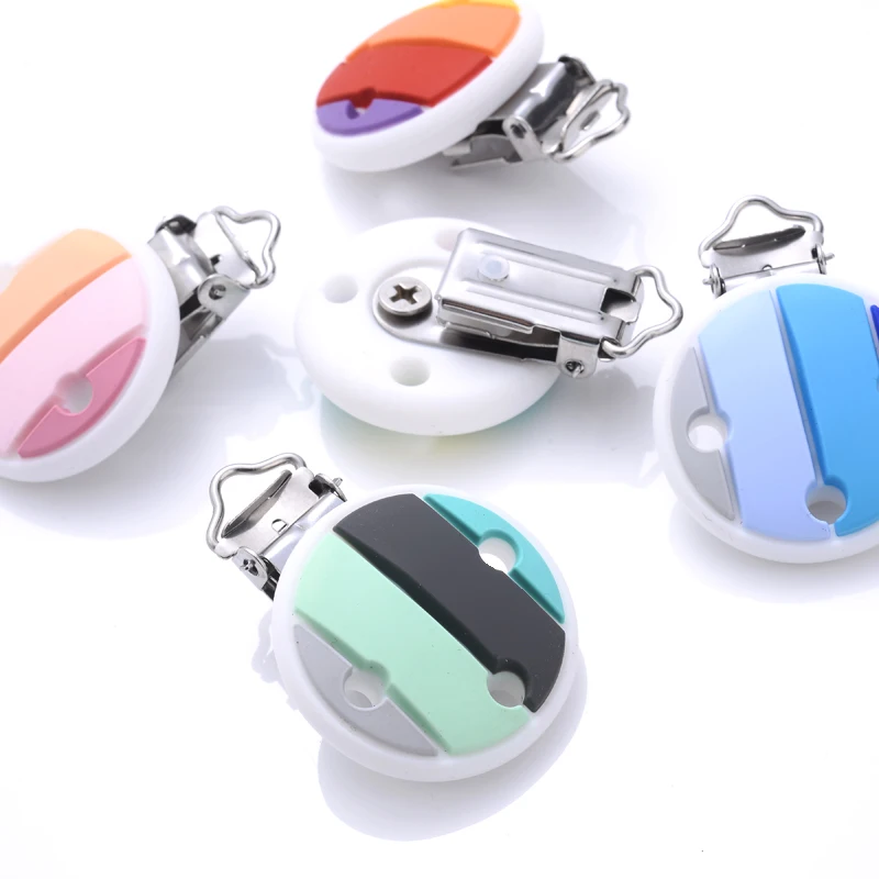 3Pcs 35x51mm Round Silicone Baby Pacifier Clip Cartoon Dummy Clip For Baby Nipple Chain Making DIY Pacifier Chain BPA-Free