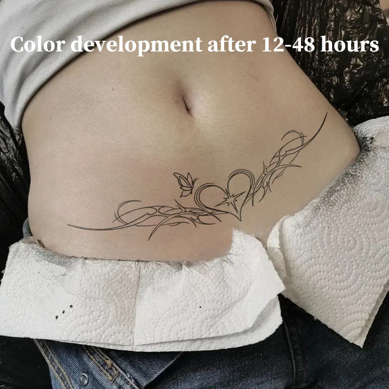 فراشة الشيطانة العشبية عصير لصاقات وشم الوشم المؤقت مثير Hotwife مقاوم للماء وهمية تاتو للنساء Bodyart هدية Y2K