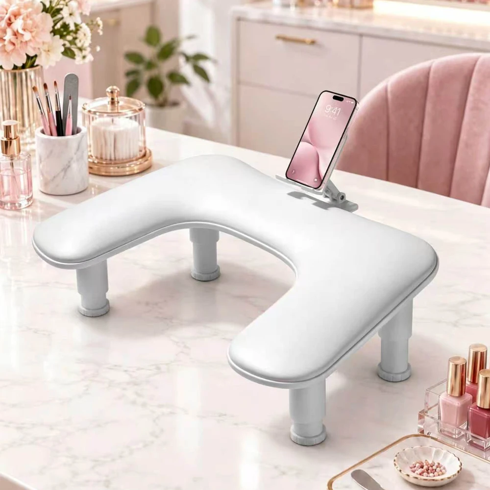 U3 Arm Rest Pillow With Phone Holder U-shaped Height Adjustable Nail Hand Pillow PU Leather Detachable Bracket Manicure Pillow