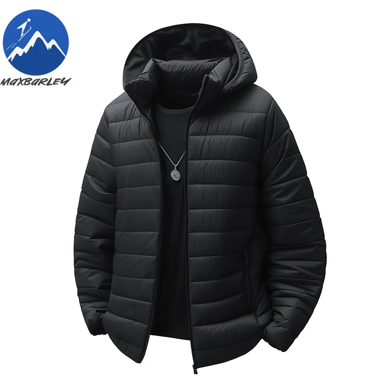 

Winter Cotton-Padded Jacket Comfort Outdoor Skiing Thick Warm Quilted Coat Men Lightweight Hooded Hiking Sport Windproof Parka