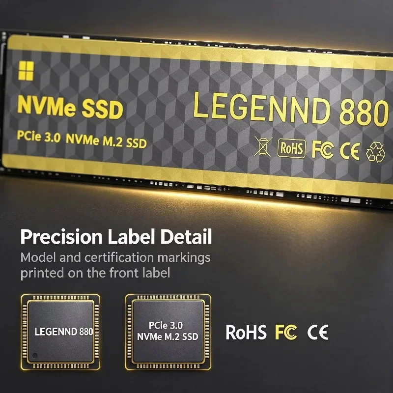 LEGENND 880 SSD NVMe M.2 500GB-4TB SSD M.2 2280 PCie Gen3.0x3 Internal Solid State Drives Disk for Laptop Desktop