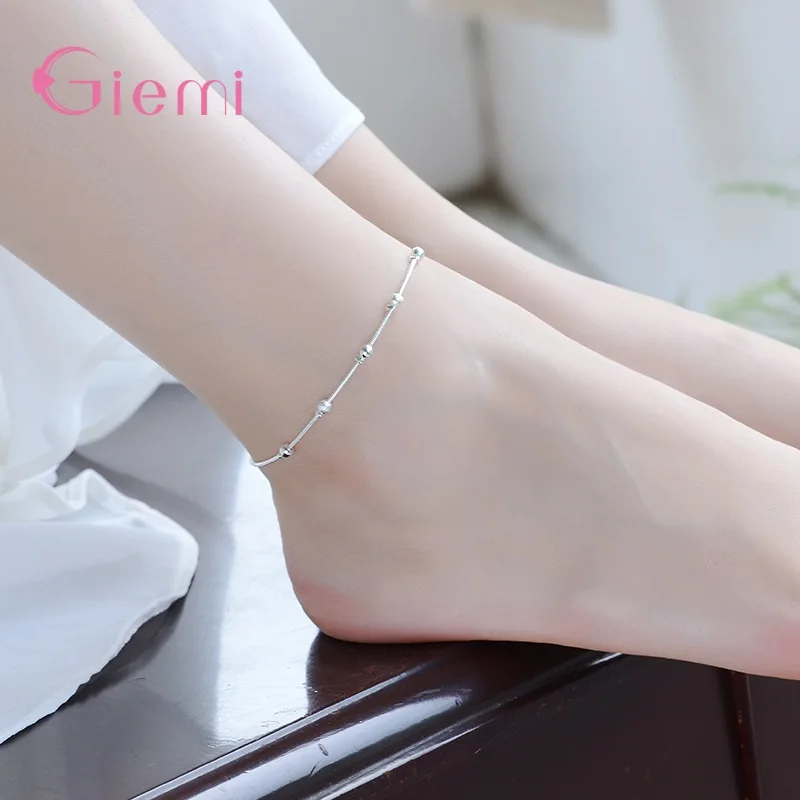 Trendy Hot Sale 925 Silver Jewelry Pretty Nice Stackable Beads Bracelet Anklet For Girls Women Fashion Bangle  Hot Sale