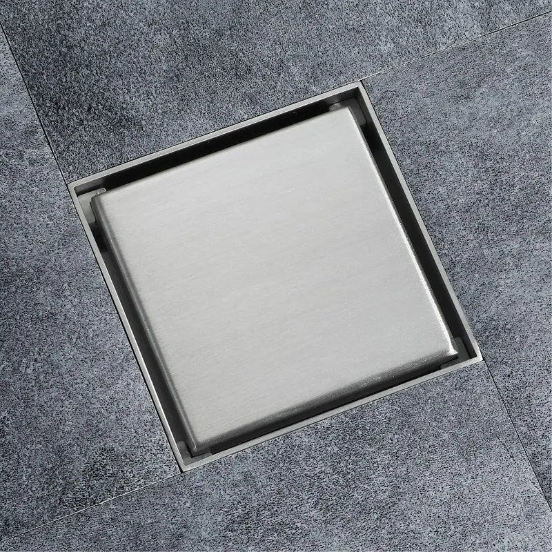 Tile Insert Square Stainless Steel Floor Drain 100X100mm Waste Grates Bathroom Invisible Shower Drain Odor-Proof