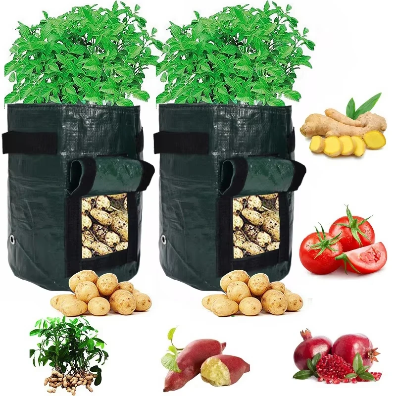 1PC Garden Potato Grow Bag PE Fabrics Gardening Thicken Pot Vegetables Planter Tub with Handles and Access Flap
