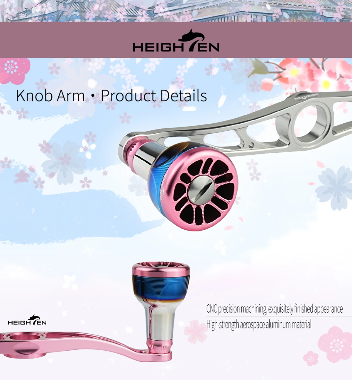 HEIGHTEN Baitcaster Dual Handle 115 mm Achsabstand mit 24,5 mm Farbverlaufsknopf Köderangeln Modifikationszubehör – Detail 3