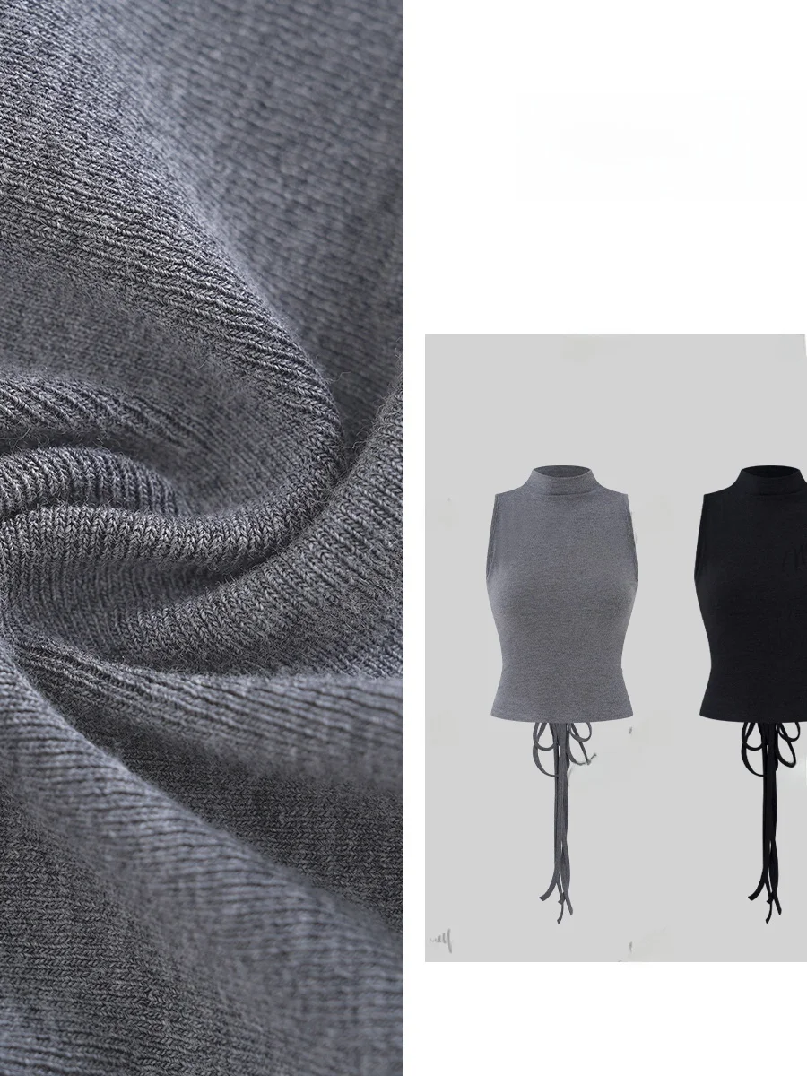 

Милый топ-жилет без рукавов с высоким воротником и завязками, из хлопка, высокоэластичный, весна-лето, модель 0189, сексуальный стиль.