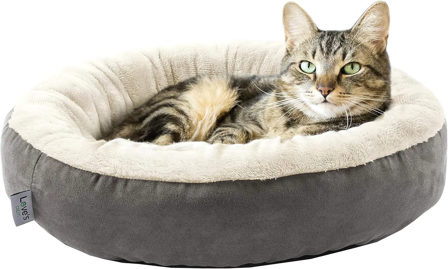 

cabin Round Donut Cat and Dog Cushion Bed, 20in Bed for Cats or Small Dogs, Anti-Slip & Water-Resistant Bottom, Super Soft Durable Fabric Pet Beds, Washable Luxury Cat & Dog Bed Gray