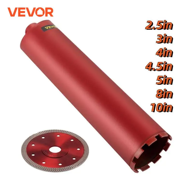 

VEVOR Wet Diamond Core Drill Bit 2.5-10in Dia. With Blade 5/8in-11 Universal Thread for Drilling Concrete Brick Masonry Marble